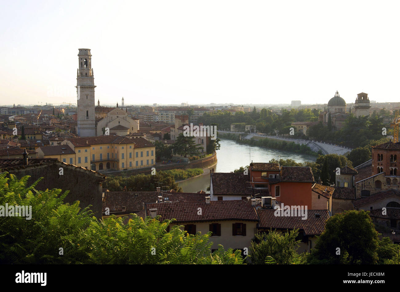 Italy, Veneto, Verona, town view with cathedral and flux, Stock Photo