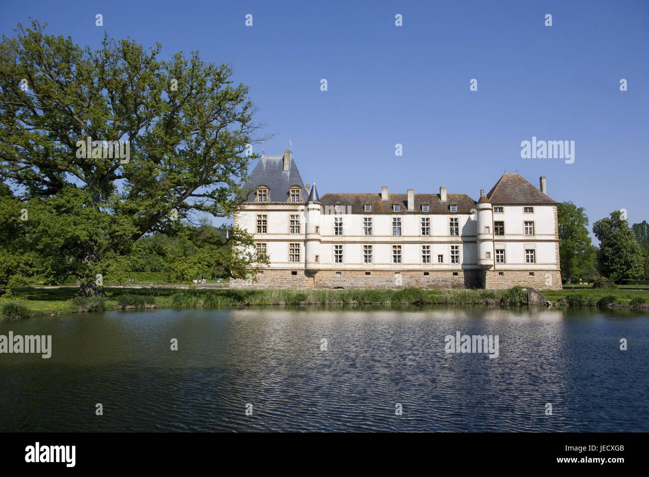 France, Burgundy, Department Saone-et-Loire, Cormatin, moated castle, Stock Photo