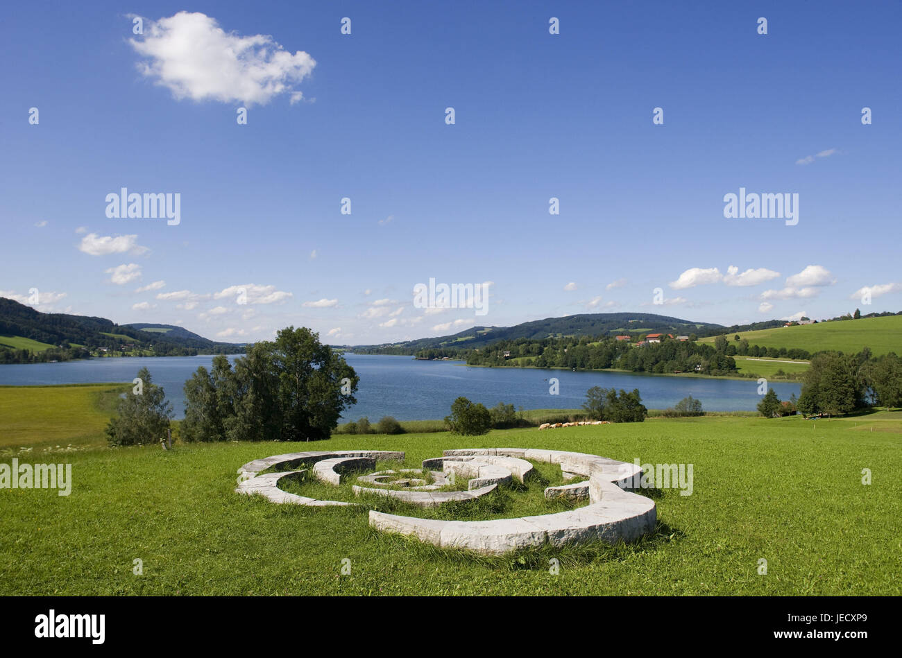 Austria, salt chamber property, crazy lake, stone sculpture, force space, Stock Photo