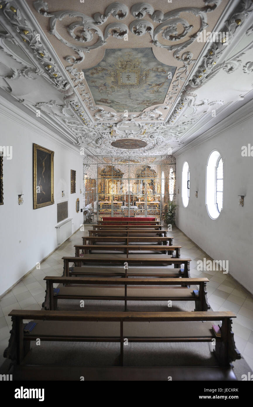 Germany, Bavaria, Donauwoerth, cloister Heilig cross, church, interior view, crypt band, saddles, Stock Photo
