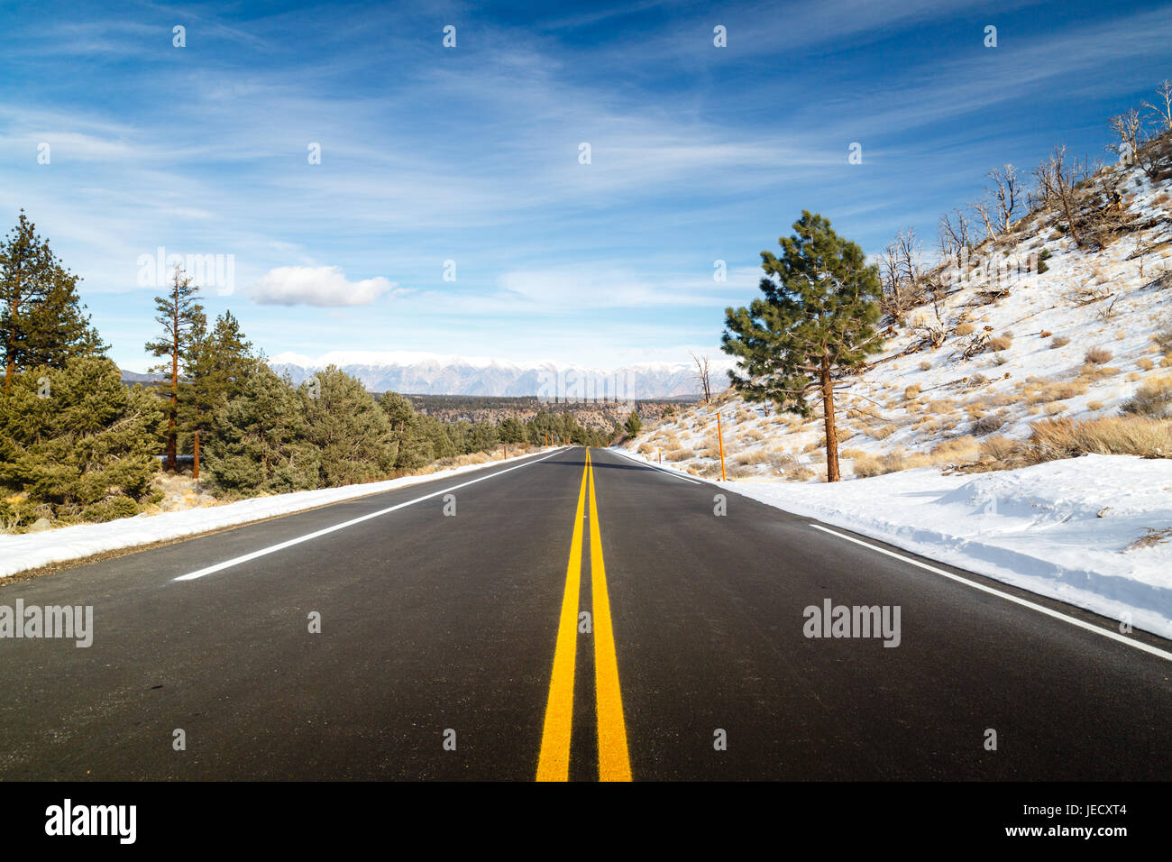 Winter roads at High Sierra, California Stock Photo