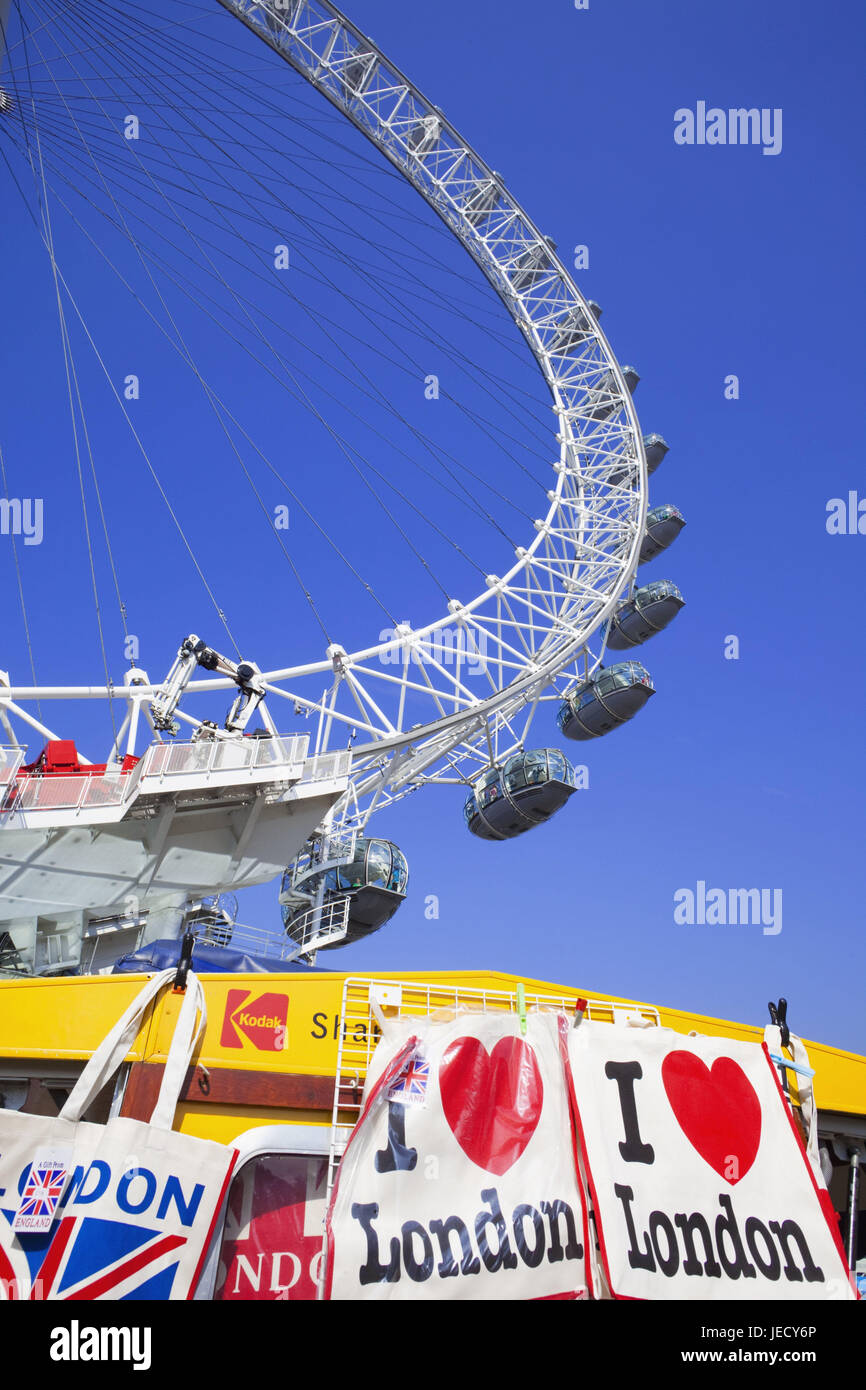 England, London, London Eye, Millenium Wheel, town, big dipper, cabins, Pssagierkabinen, tourism, landmark, crowd-puller, state, Accsseoires, Stock Photo