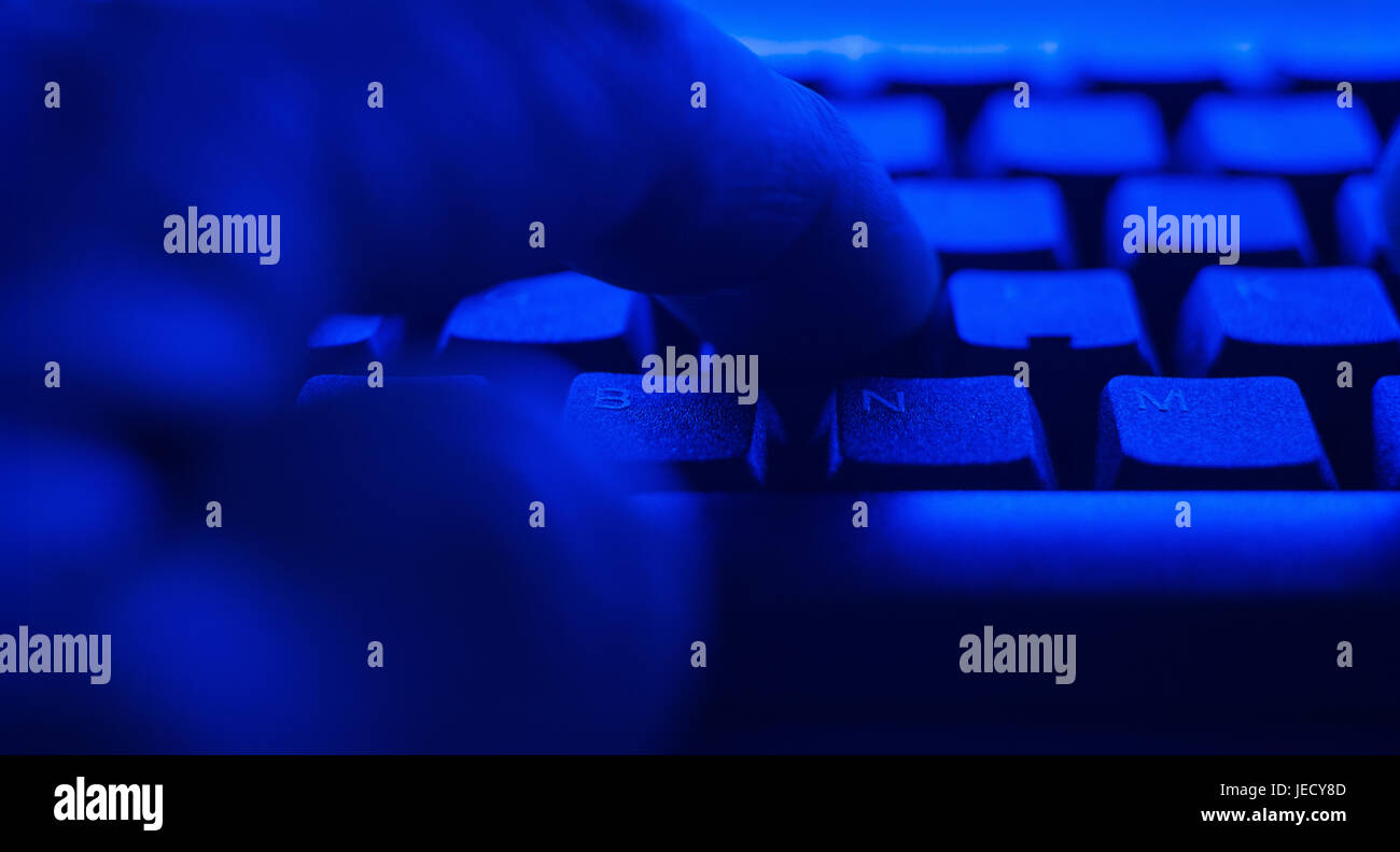 Pov hands typing on computer keyboard stock photo alamy