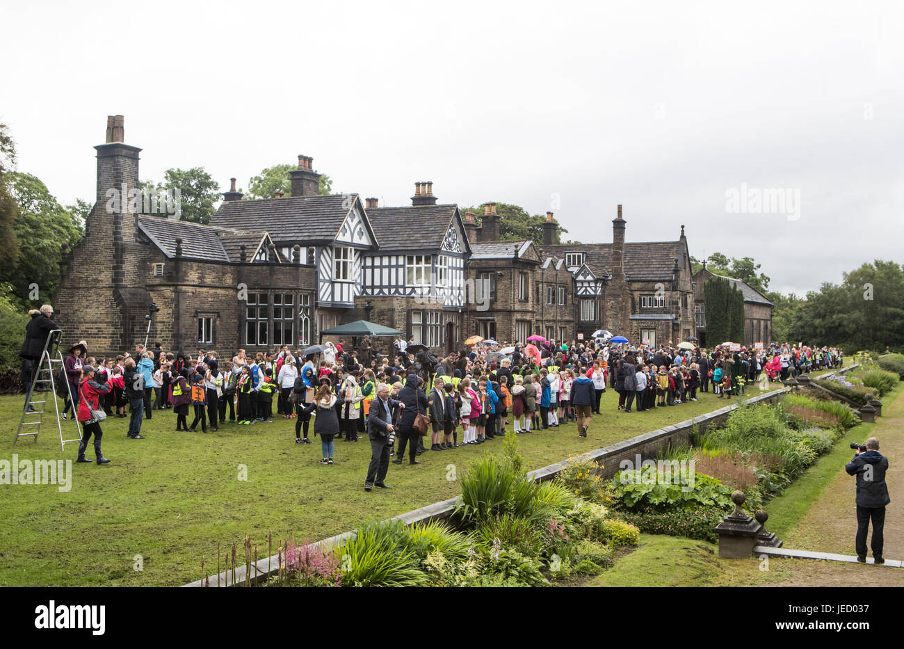People dressed as Harry Potter at Smithills Hall in Bolton, as they attempt to break the Guinness World Record for the Largest Gathering of People Dressed as the boy wizard. Stock Photo