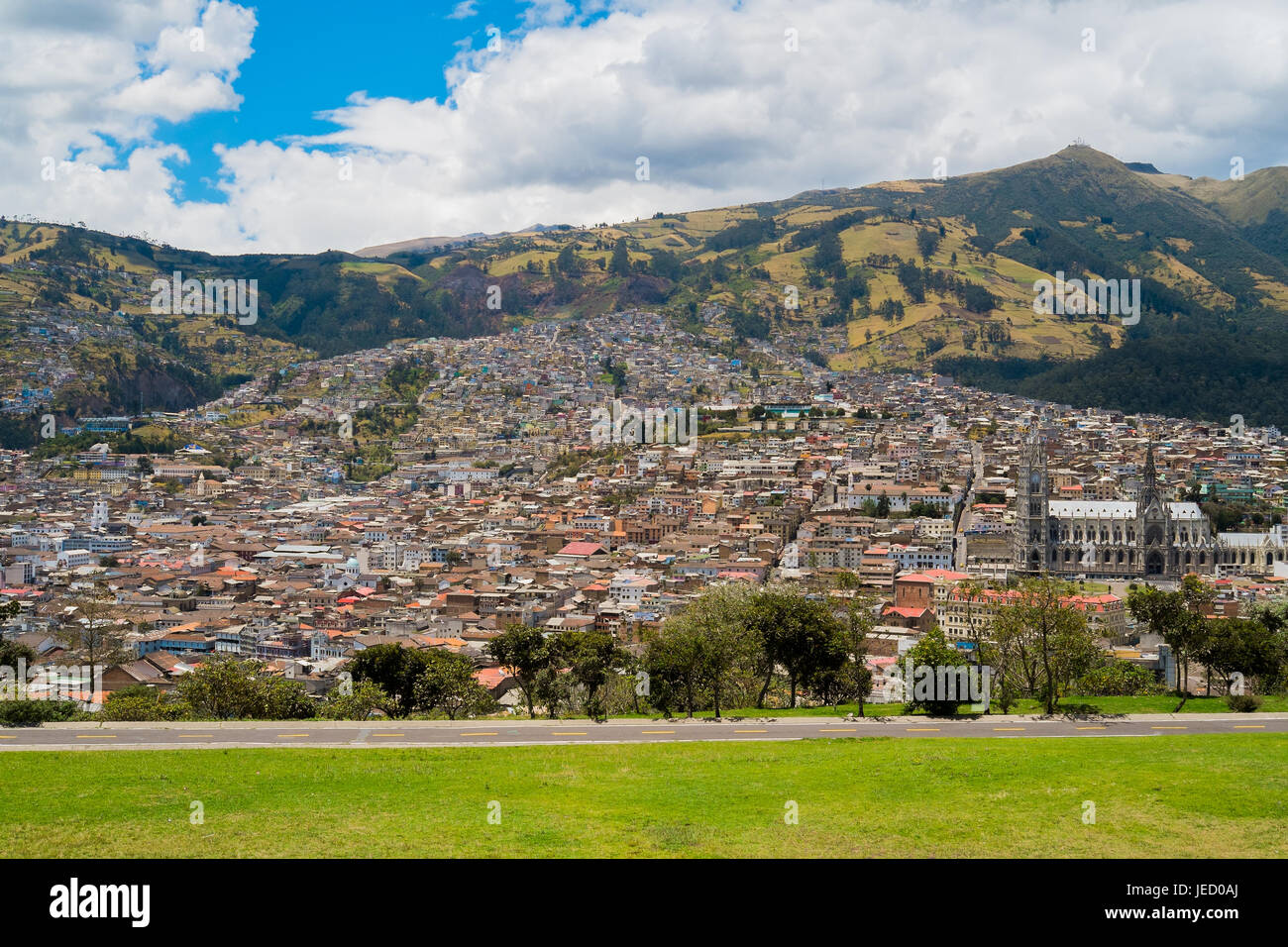 Aerial view of Quito downtown, Ecuador Stock Photo