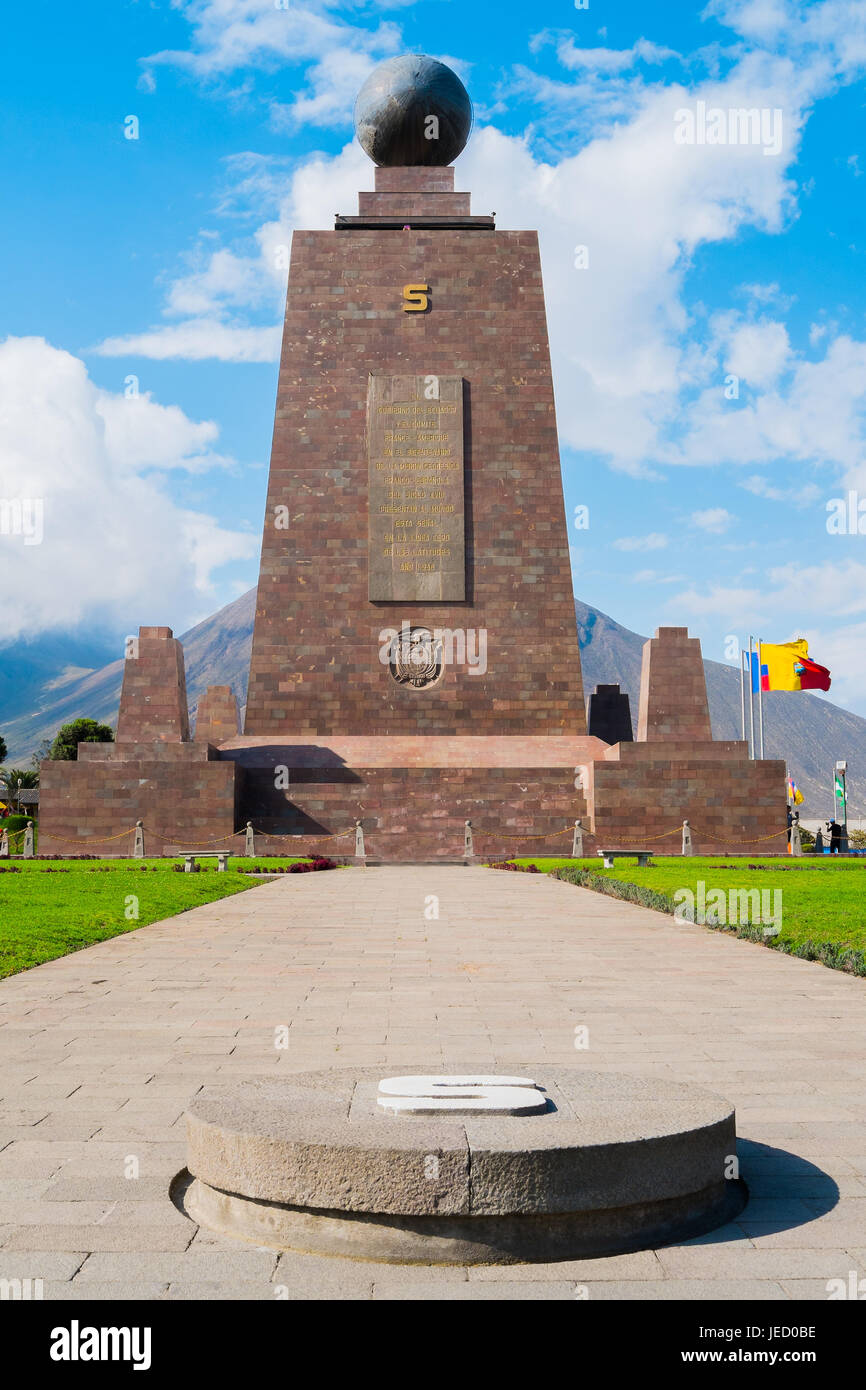 Mitad del Mundo monument on the Equator line, Quito, Ecuador Stock