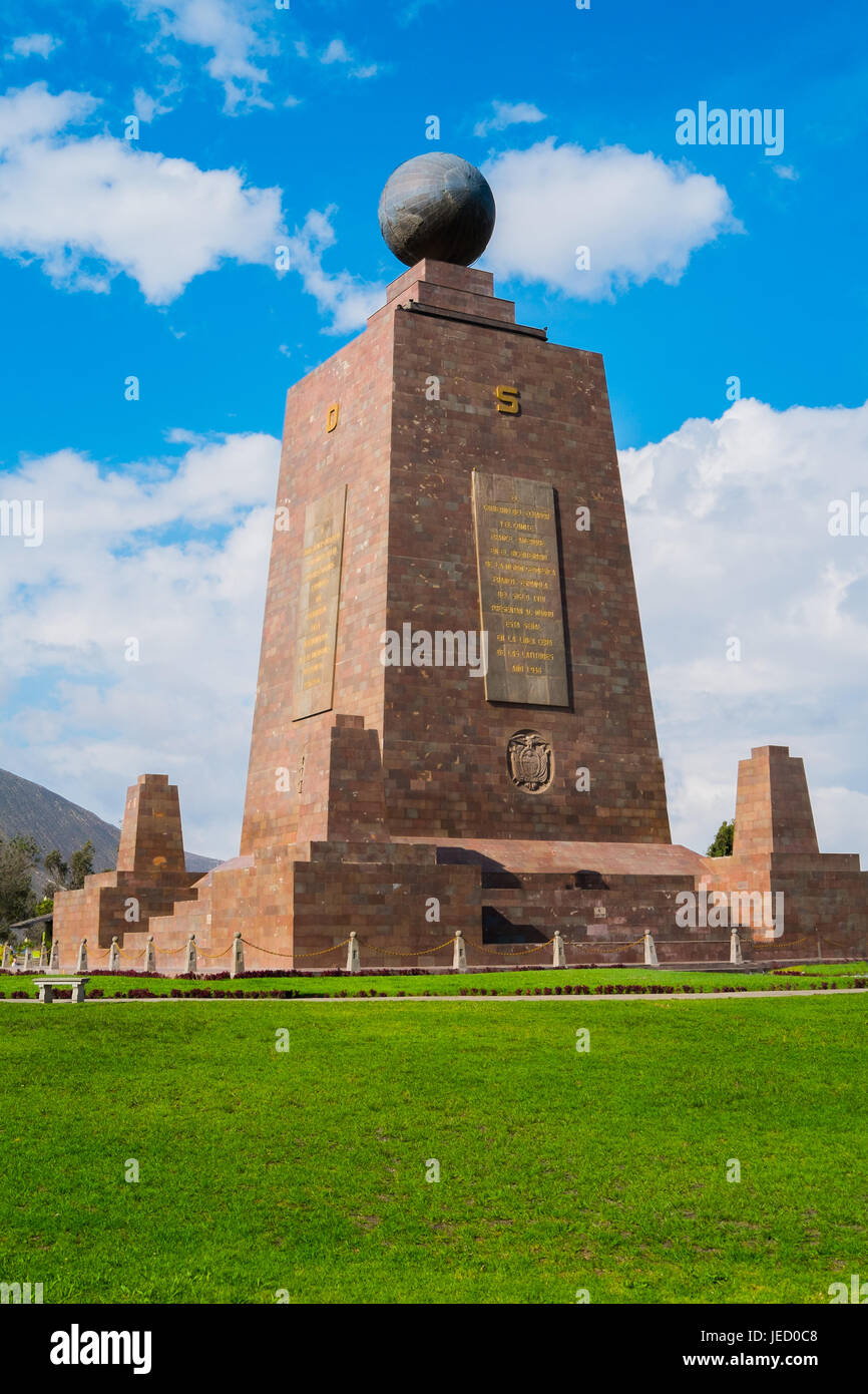 Mitad del Mundo monument on the Equator line, Quito, Ecuador Stock