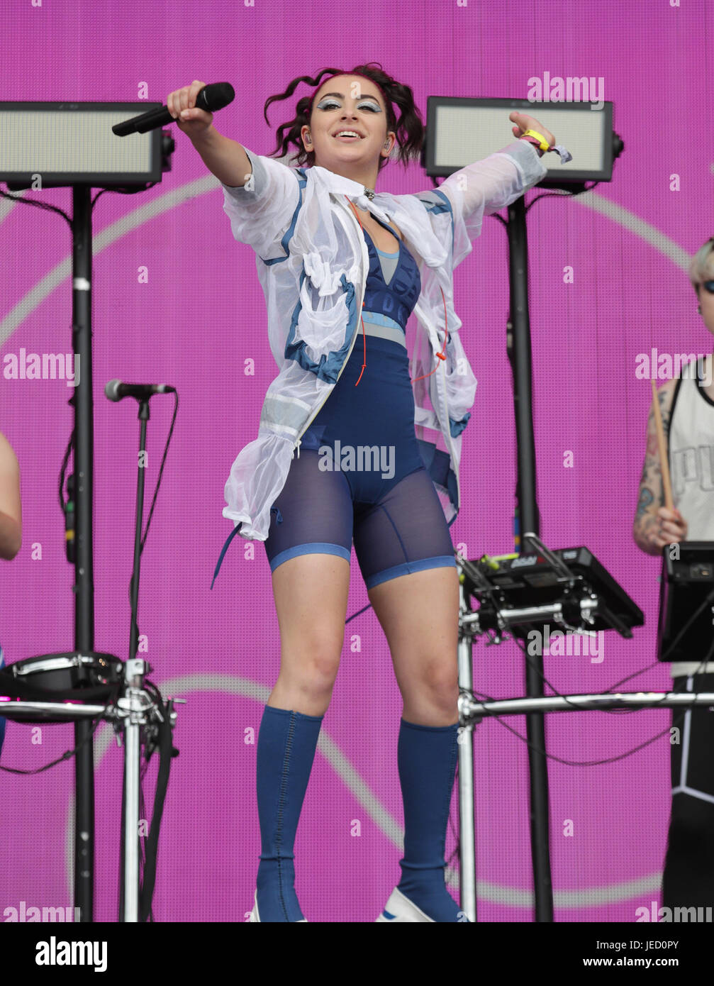 Charli XCX performs on the Other Stage at the Glastonbury Festival, at