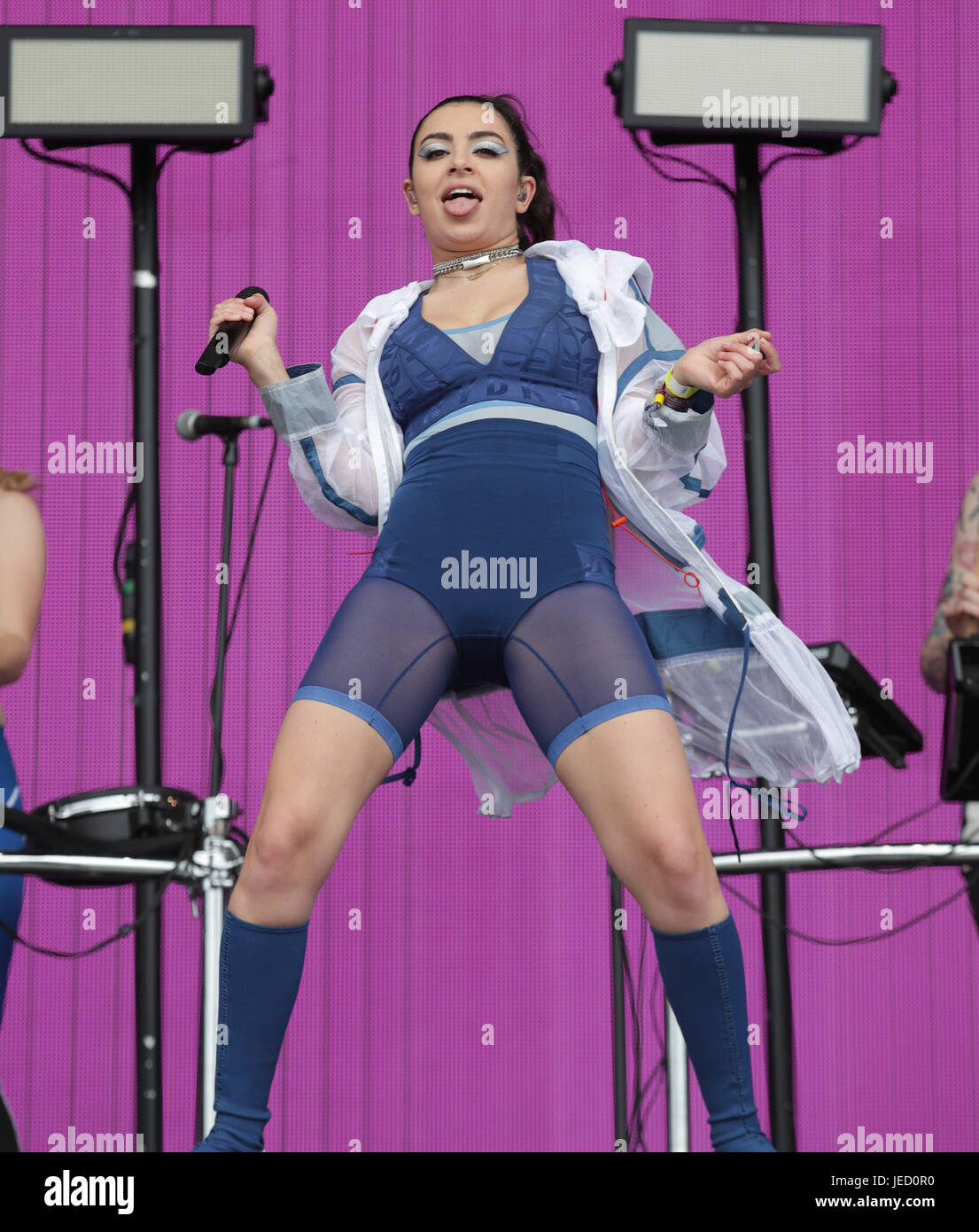 Charli XCX performs on the Other Stage at the Glastonbury Festival, at
