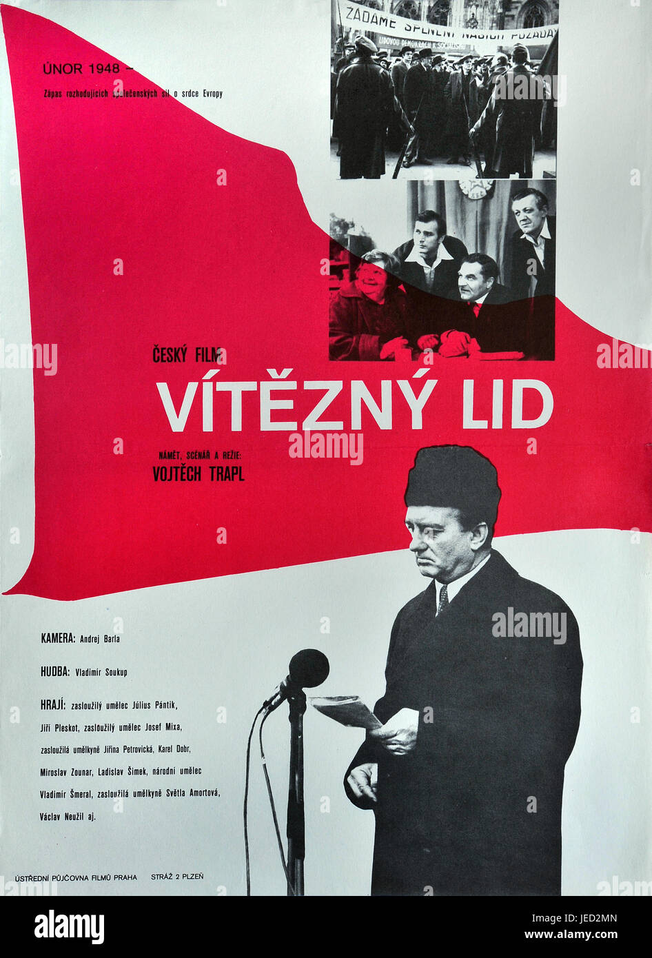 Victorious people. Original Czech movie poster for Czechoslovak film Viteny lid of director Vojtech Trapl, 1977. Stock Photo