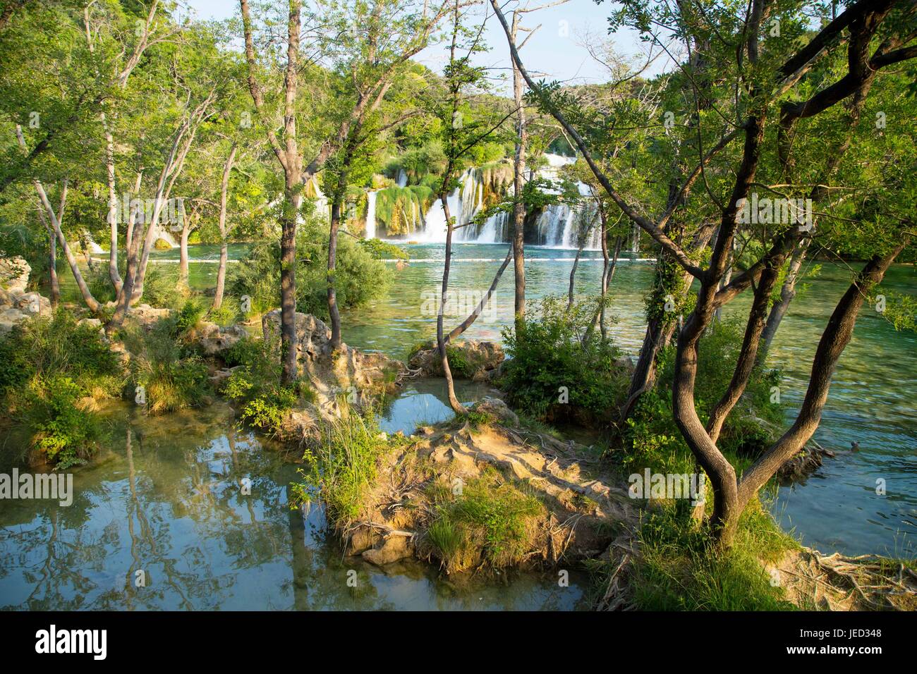 Skradinski Buk waterfalls and Krka River in Krka National Park in Croatia Stock Photo
