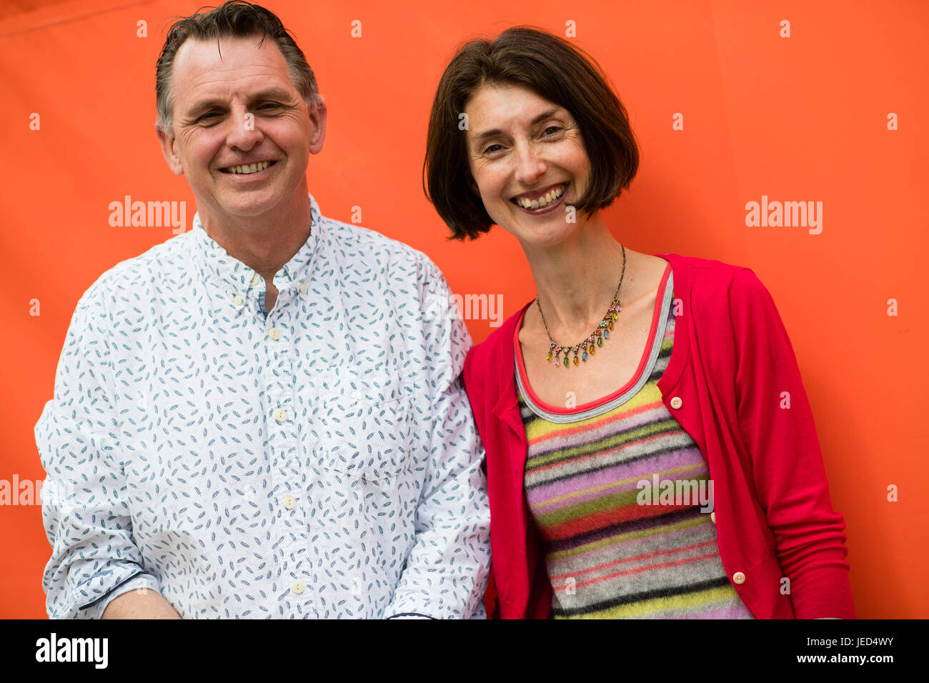 Catherine Barr and Steve Williams, science writers for children,  at the 2017 Hay Festival of Literature and the Arts, Hay on Wye, Wales UK Stock Photo