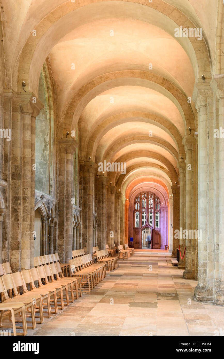 North aisle at the norman built (eleventh century AD) christian cathedral church in Norwich, Norfolk, England. Stock Photo