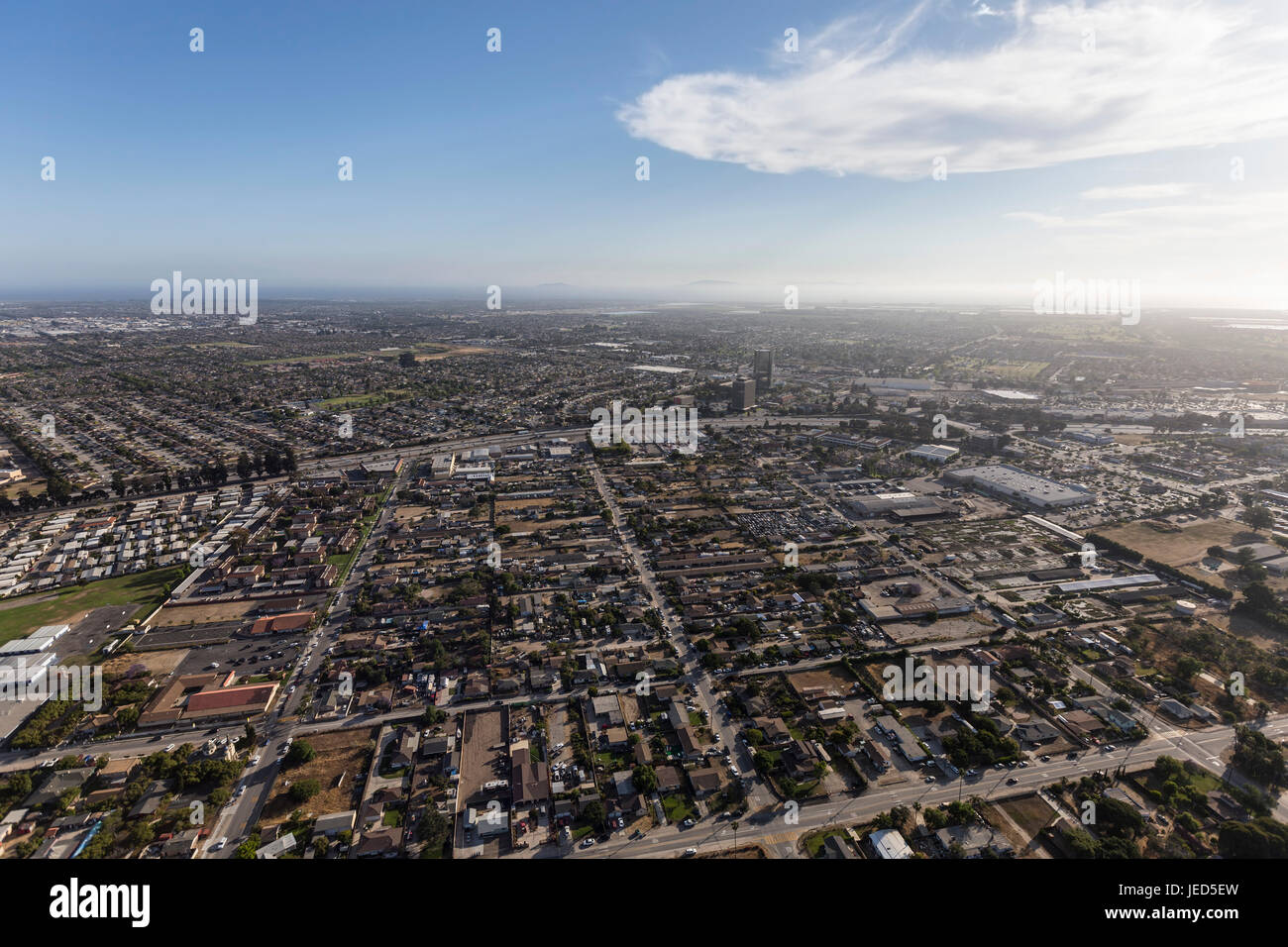 Aerial view of Oxnard and Ventura in Southern California. Stock Photo