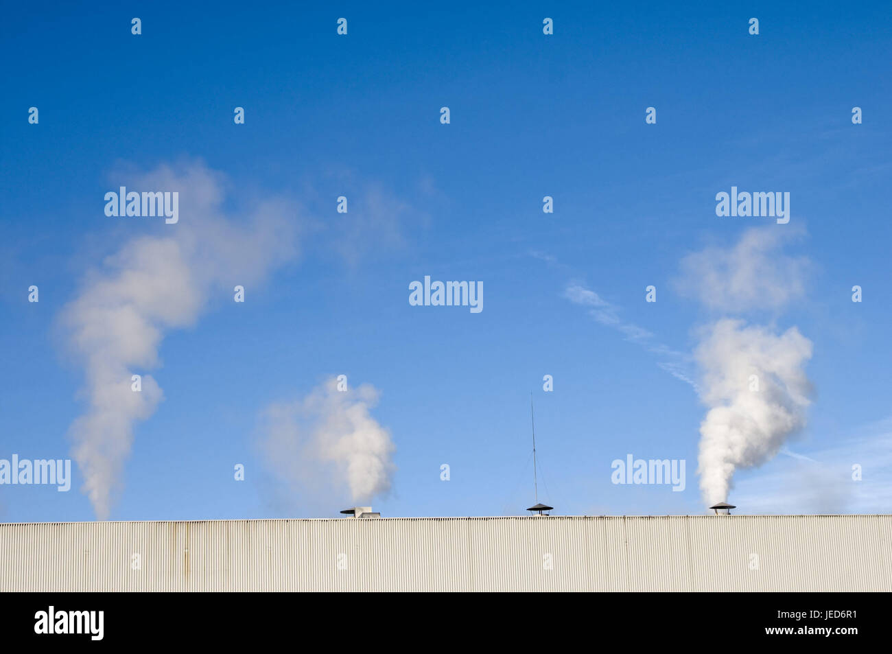 Factory, smoke, detail, conception, factory smoke, conception, factory chimneys, environmental pollution, fouling, sky, blue, industry, nature, Stock Photo