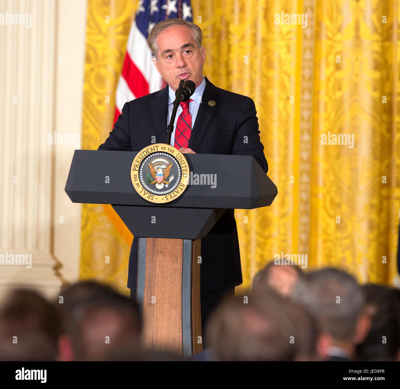 United States Secretary of Veterans Affairs Dr. David Shulkin speaks at the signing of the Department of Veterans Affairs Accountability and Whistleblower Protection Act of 2017 at The White House in Washington, DC, June 23, 2017. Credit: Chris Kleponis/CNP /MediaPunch Stock Photo