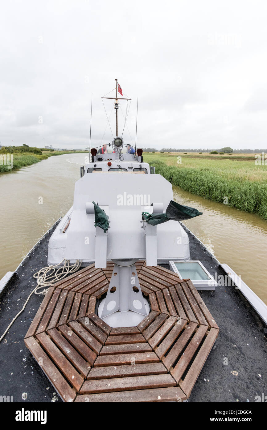 P22 restored Rhine Patrol boat, main front double machine gun turret