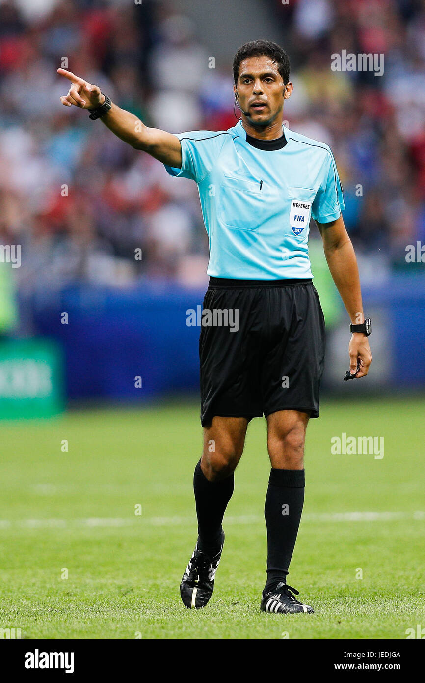 Kazan, Russia. 24th June, 2017. Referee Fahad AL MIRDASI (KSA) during a match between Mexico and Russia valid for the third round of the 2017 Confederations Cup on Saturday (24) held Arena Kazan in Kazan, Russia. (Photo: Marcelo Machado de Melo/Fotoarena) Credit: Foto Arena LTDA/Alamy Live News Stock Photo