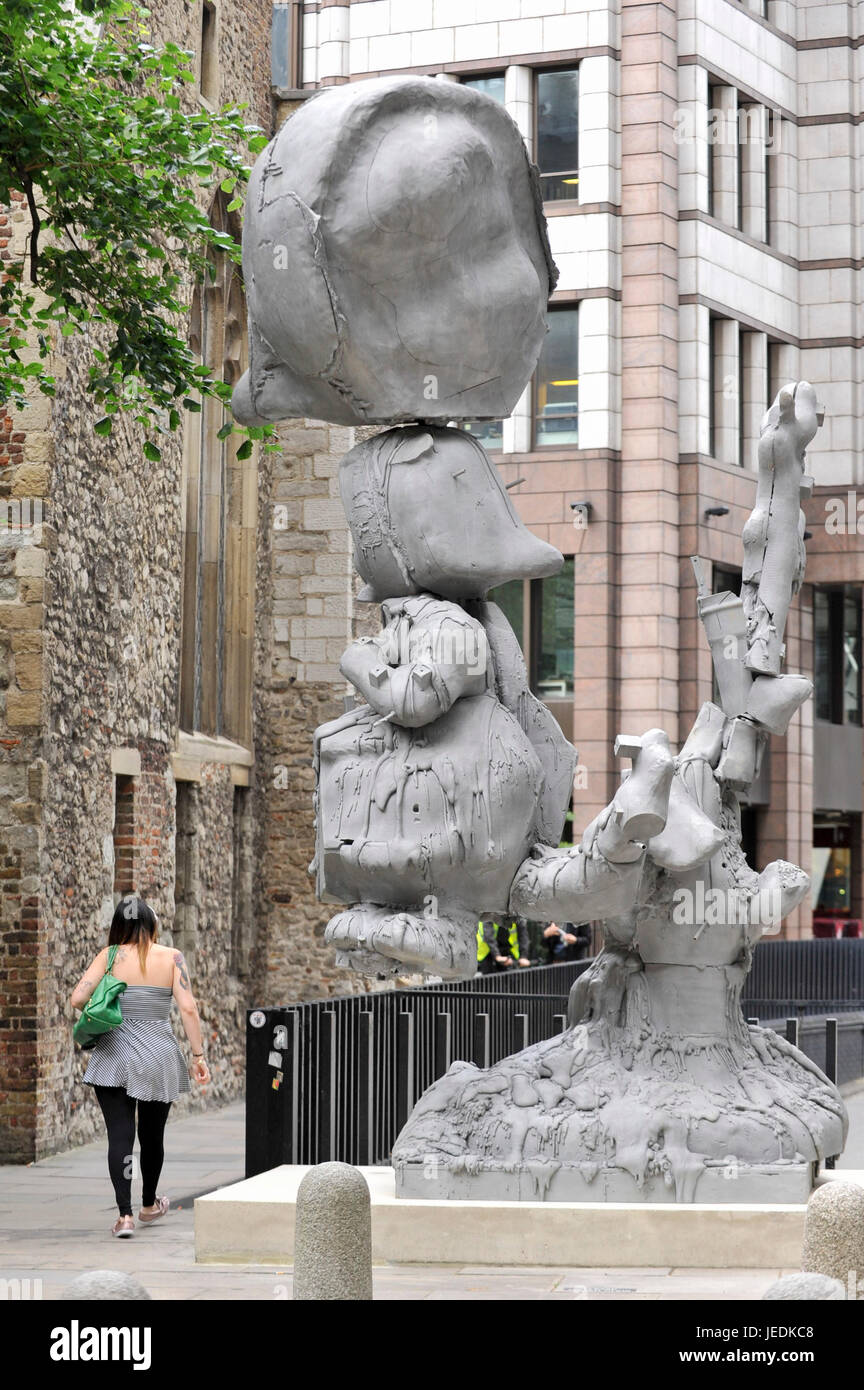 London, UK.  24 June 2017. 'Apple Tree Boy Apple Tree Girl', 2010, by Paul McCarthy. The artwork is on display as part of 'Sculpture in the City', a festival of sculpture in the Square Mile featuring 16 contemporary works by internationally renowned artists which begins on 27 June.   Credit: Stephen Chung / Alamy Live News Stock Photo