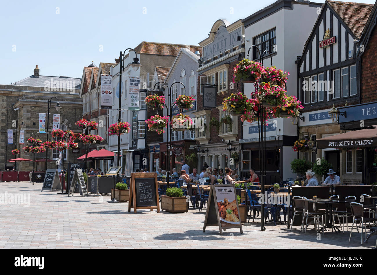 Pubs and restaurants on the Market Place in the historic city of