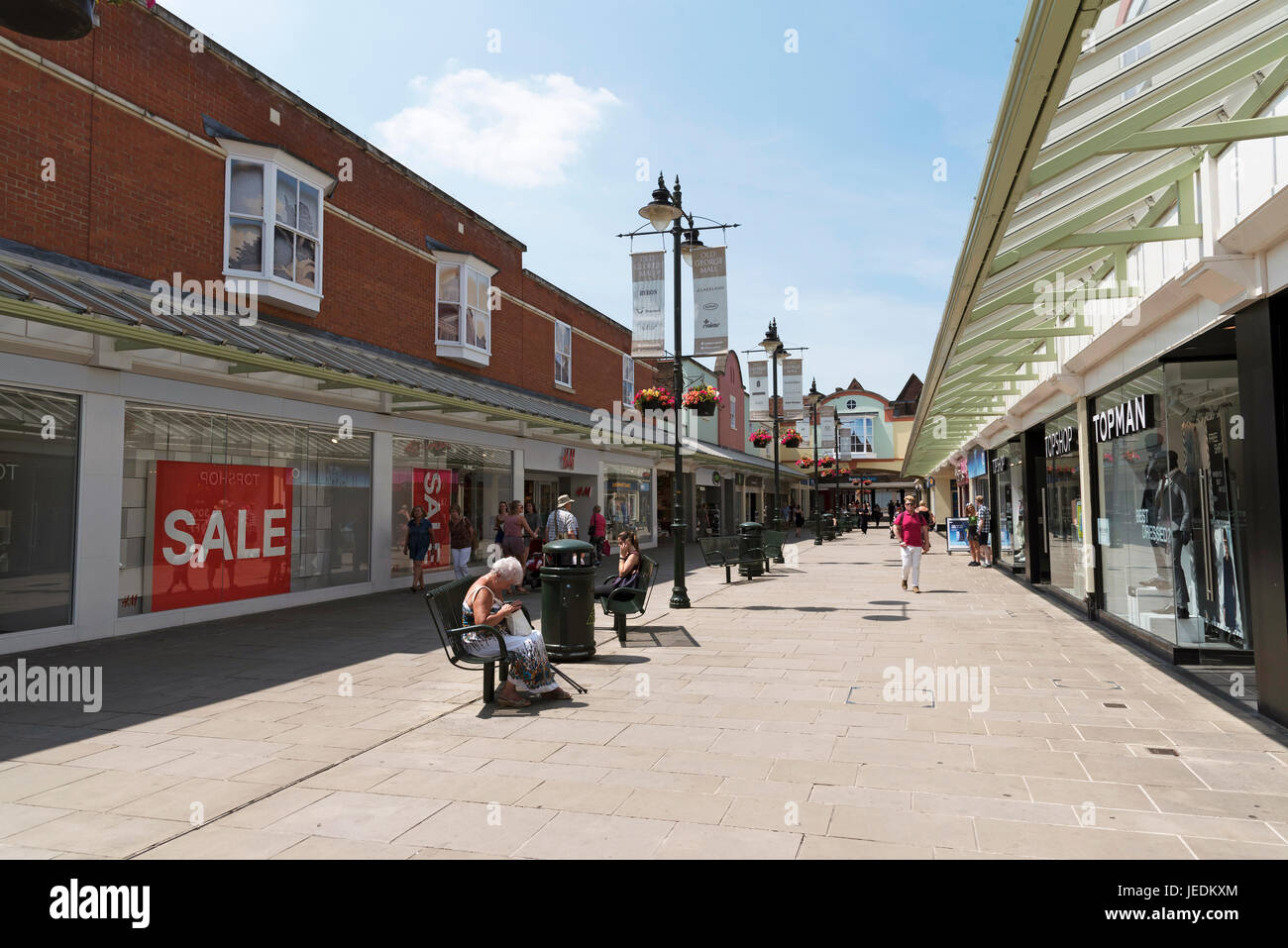 The Old George Mall a shopping precinct in Salisbury Wiltshire England UK. June 2017 Stock Photo