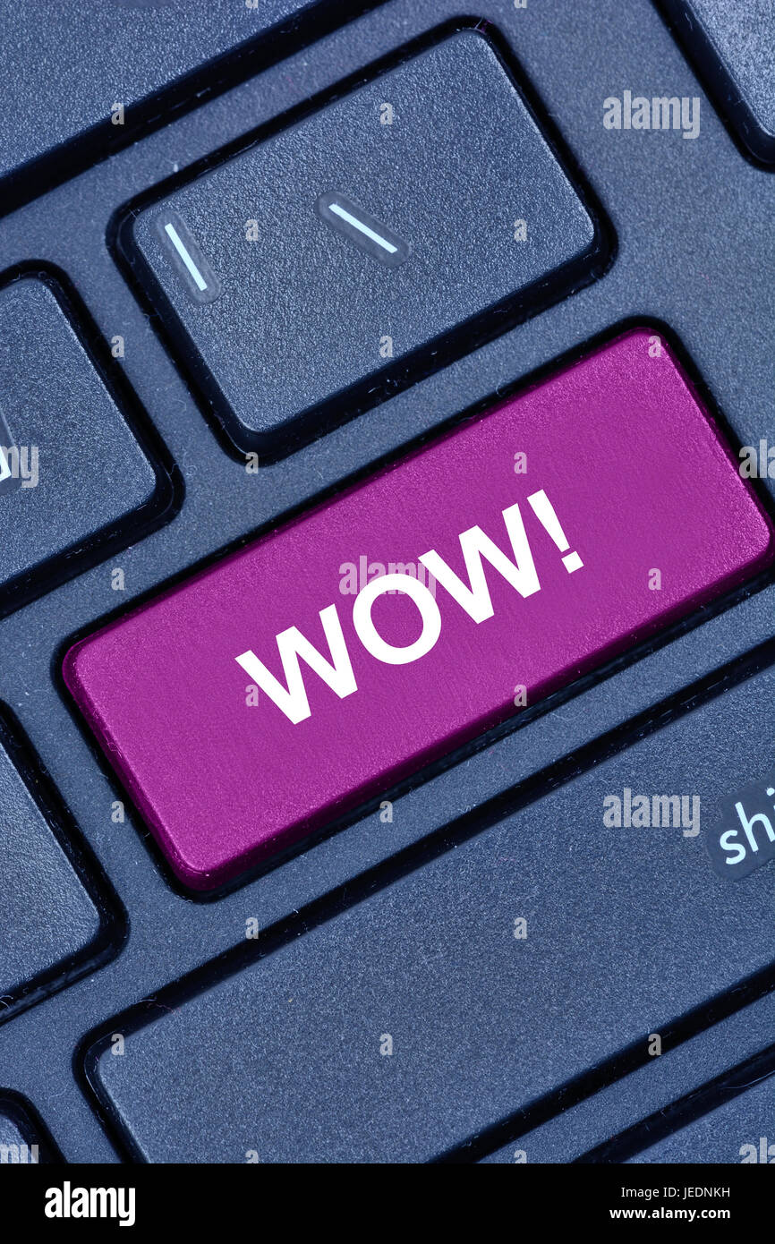 WOW word on computer keyboard button Stock Photo - Alamy