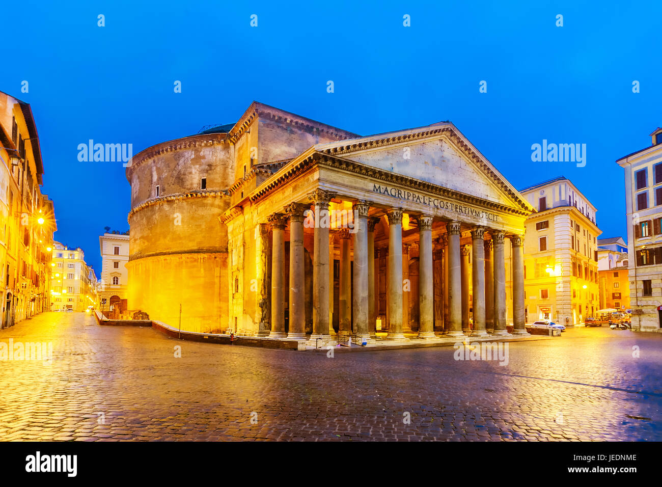 Piazza della Rotonda and Pantheon in the Morning, Rome, Italy Stock Photo