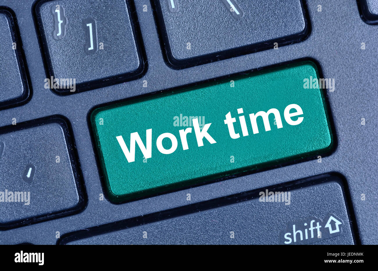 Work time words on computer keyboard button Stock Photo - Alamy