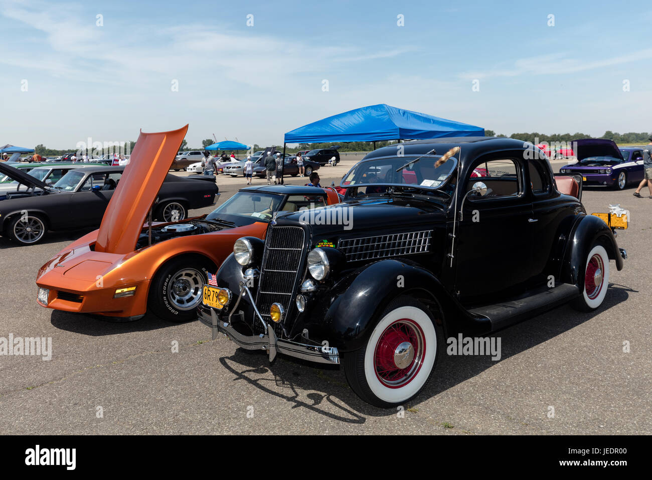 BROOKLYN, NEW YORK - JUNE 11 2017: A 1935 Ford on display at the