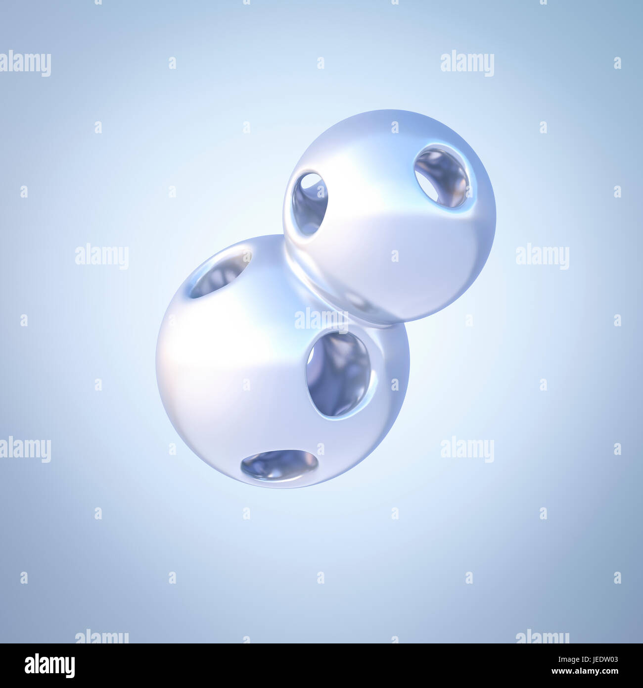 Two connected mercury spheres, 3d rendering Stock Photo