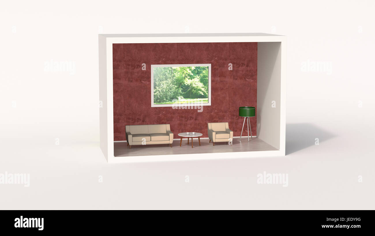 Model of a retro style living room Stock Photo