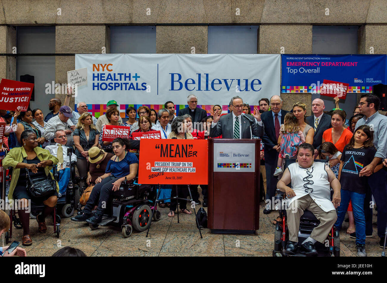 New York, USA. 23rd June, 2017. Senator Chuck Schumer held a press