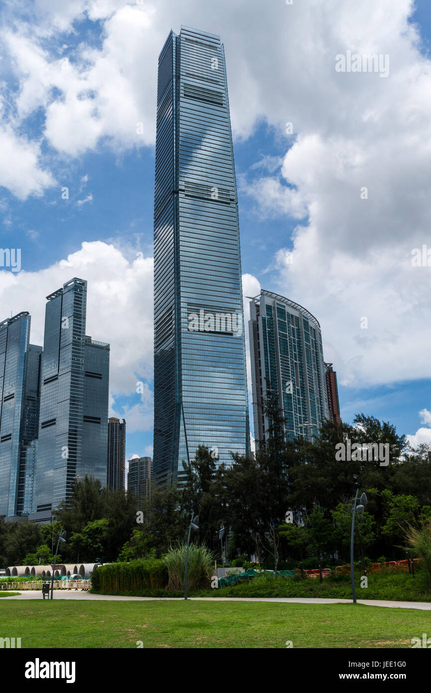 ICC Tower building in Hong Kong on a sunny day Stock Photo