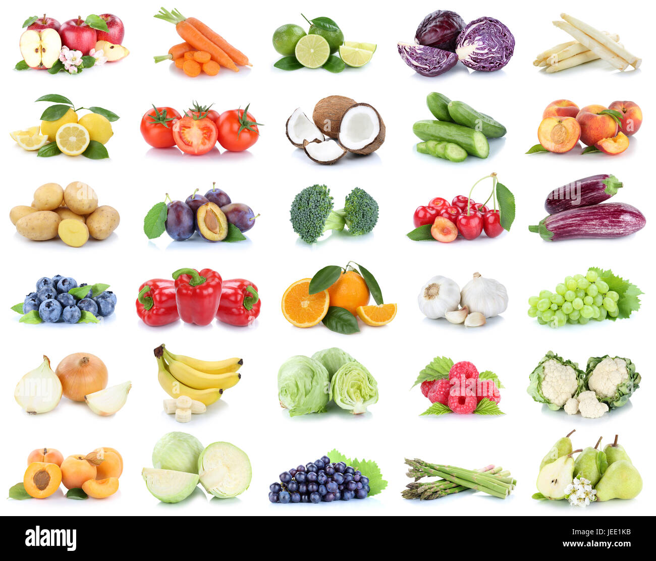 Fruits and vegetables collection apples oranges bell pepper grapes