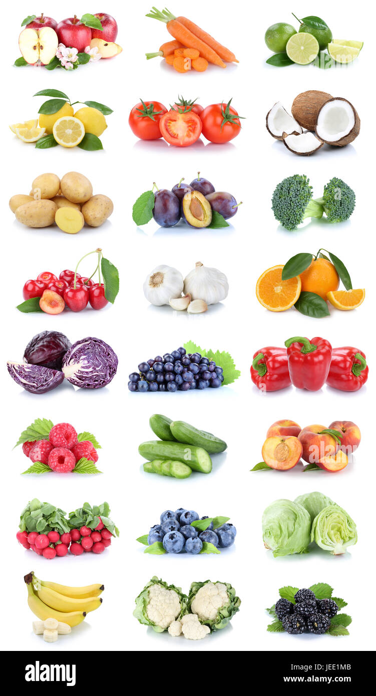 Fruits and vegetables collection apples oranges tomatoes bananas