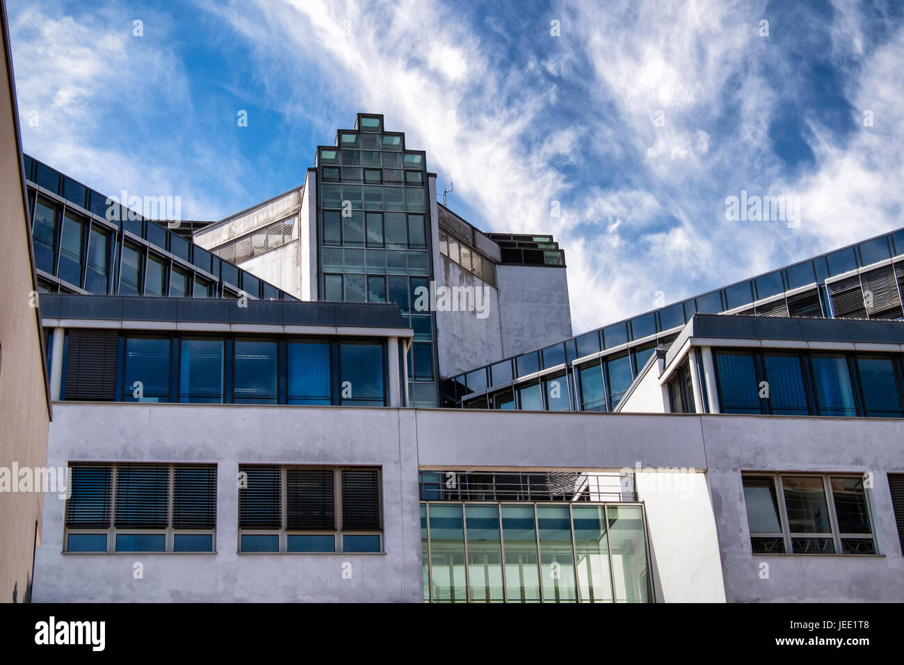 Job Cntre. Modern building exterior and facade in Neukölln,Berlin Stock Photo