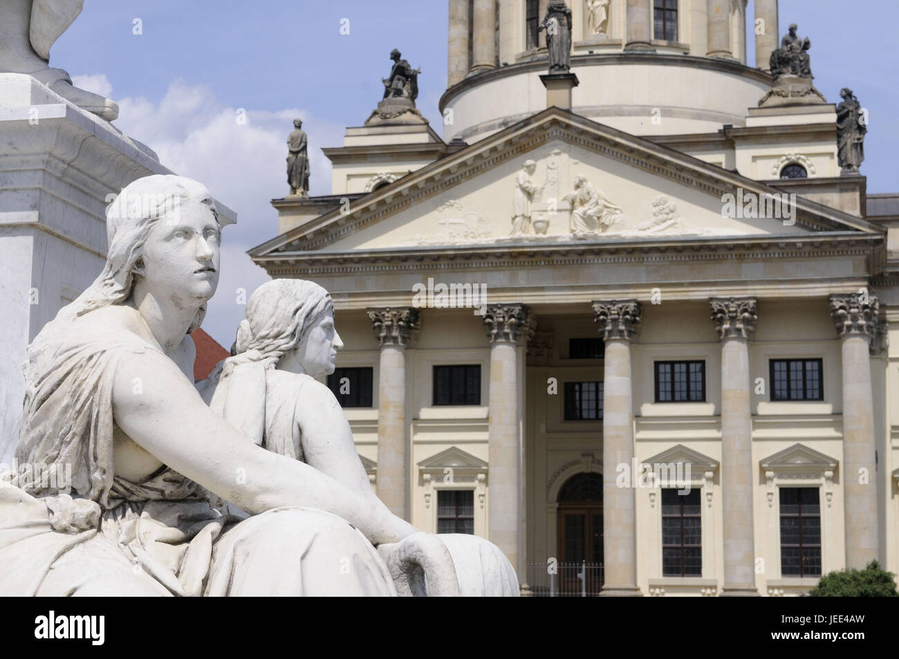 Statues, French cathedral, gendarme's market, Berlin, Germany, Stock Photo