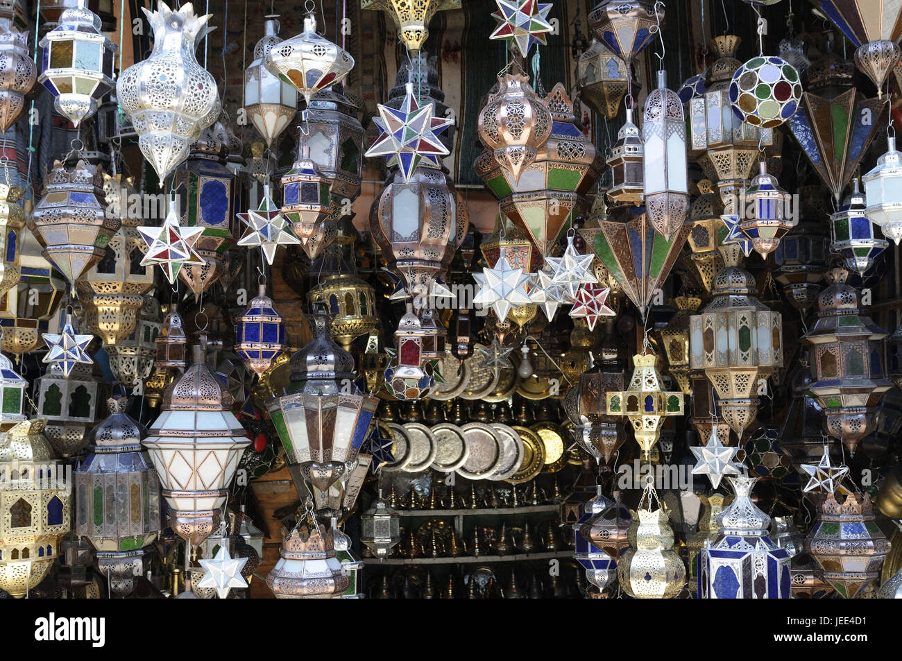 Lamps, traditionally, market stall, Marrakech, Morocco, Africa, Stock Photo