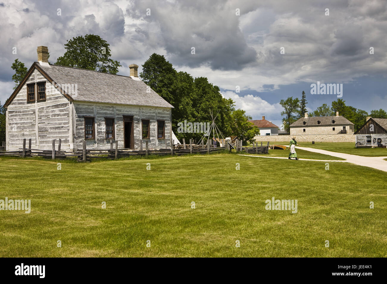 Canada, Manitoba, Selkirk, Lower fort Garry, timber houses Stock Photo