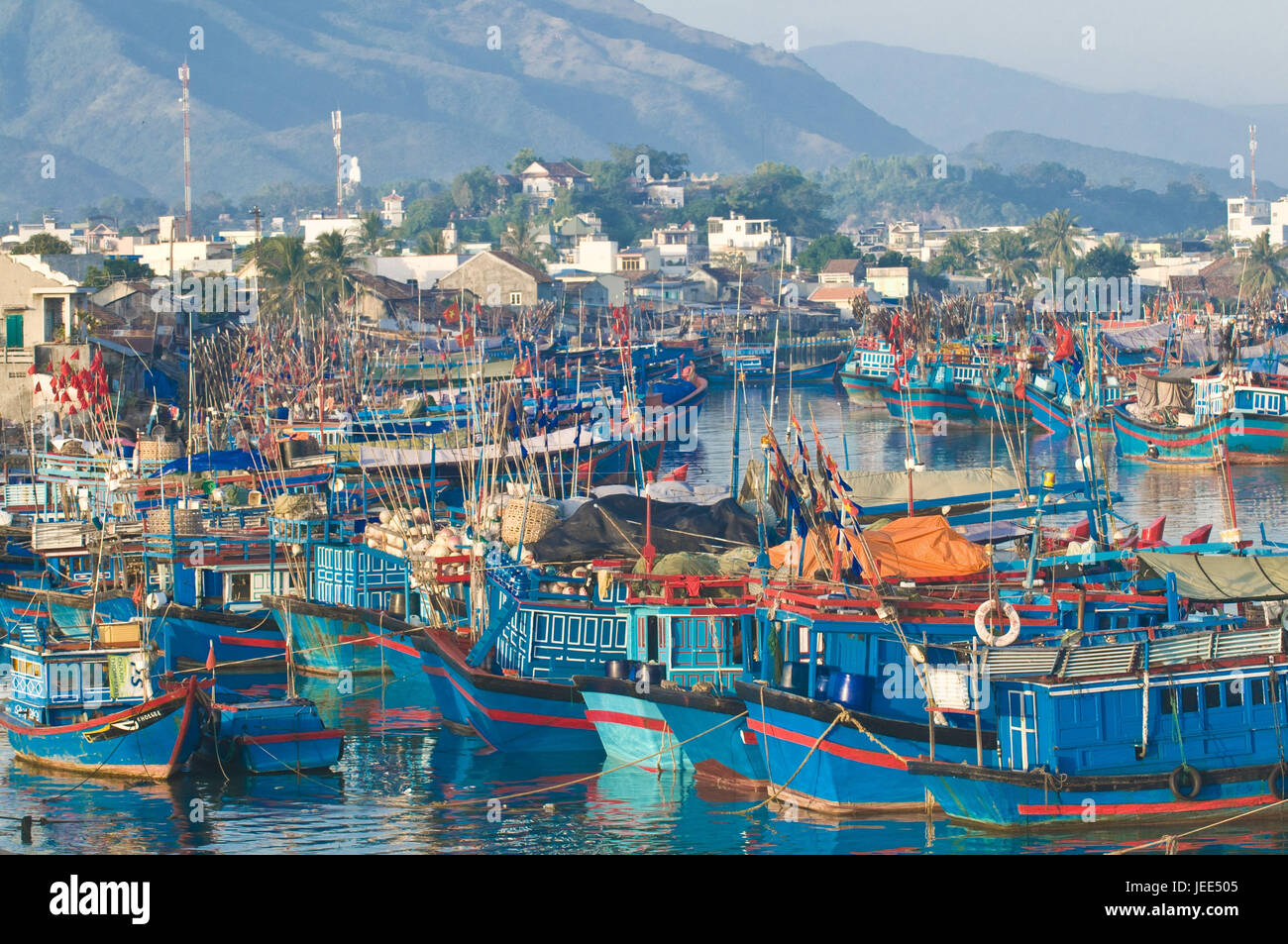 Boots in the harbour of Nha Trang, Vietnam, Stock Photo