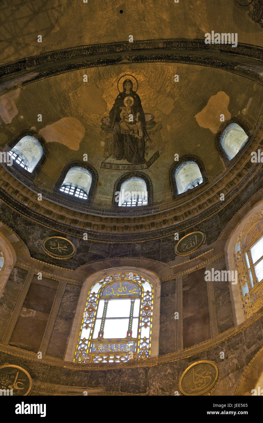 Turkey, Istanbul, Hagia Sophia, basilica, dome, cap painting, Stock Photo