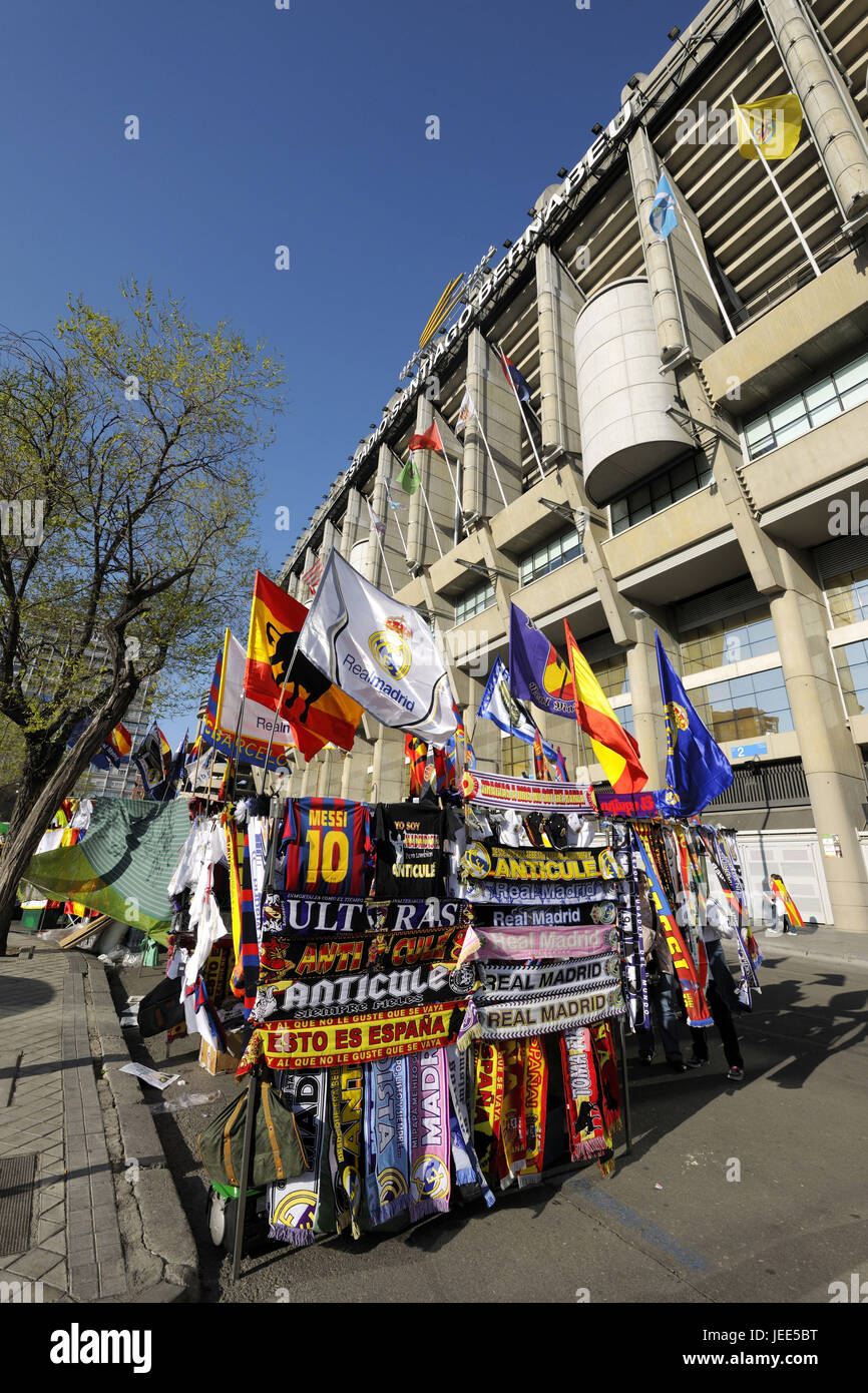 Spain, Madrid, Santiago Bernabeu stadium, fan article, Stock Photo