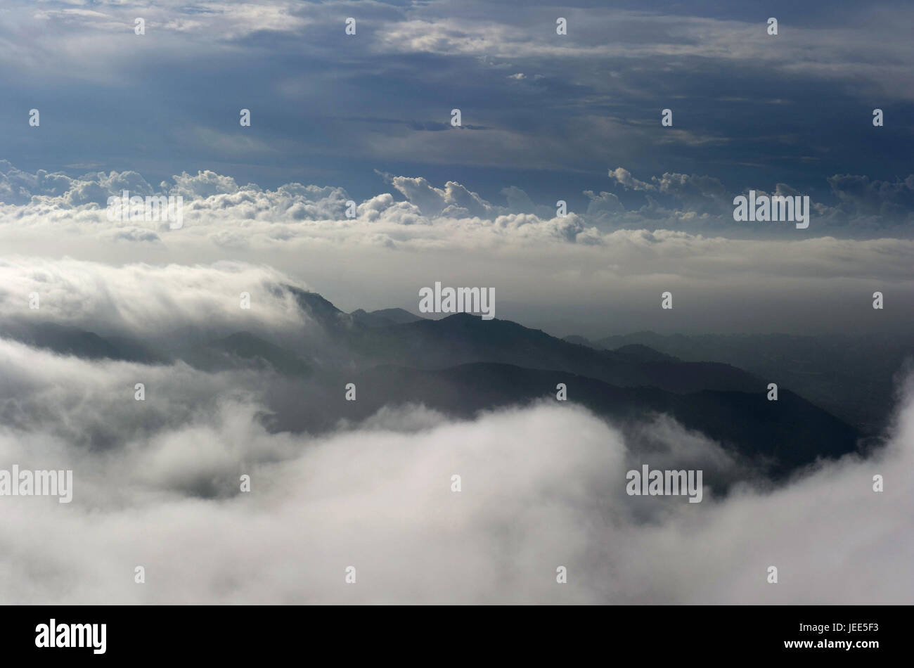 Spain, Catalonia, Montserrat, heaven with cloud formation, Stock Photo
