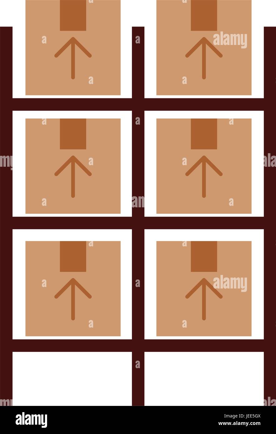 pile boxes carton in shelf delivery icon Stock Vector