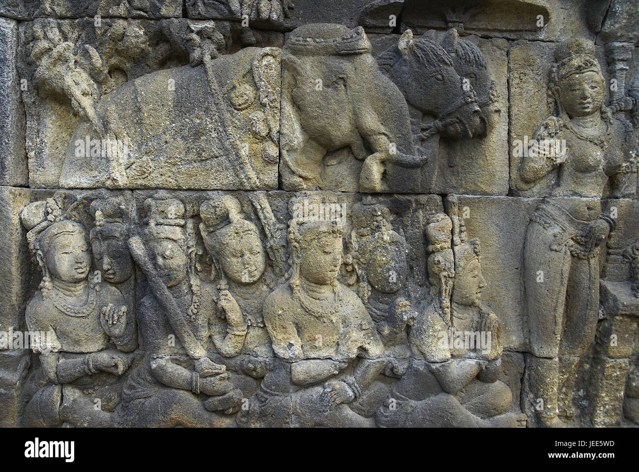 Asia, Java, Borobudur, relief sculpture, close up Stock Photo - Alamy