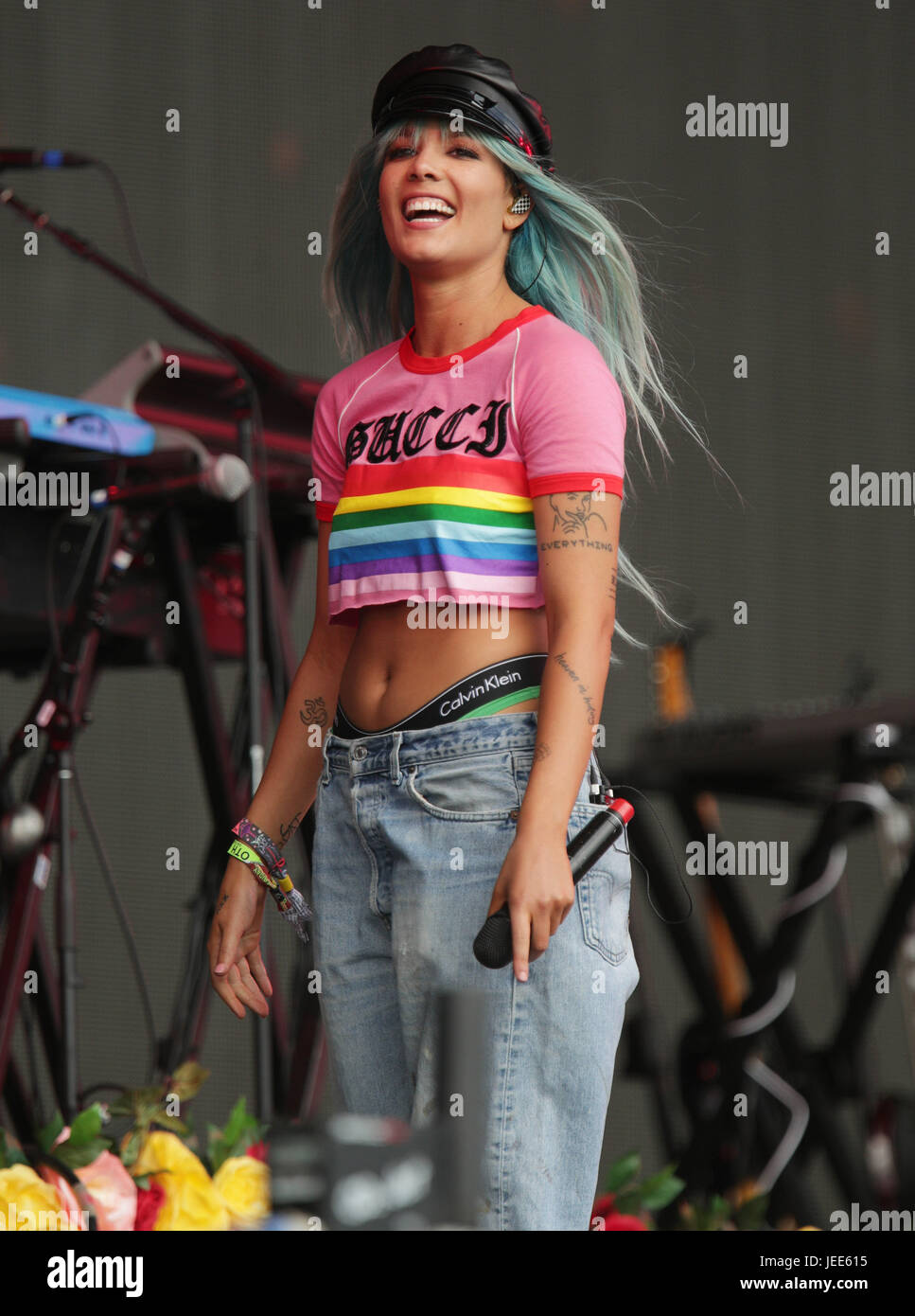 Halsey performing on the Other Stage, at the Glastonbury Festival at Worthy  Farm in Pilton, Somerset Stock Photo - Alamy