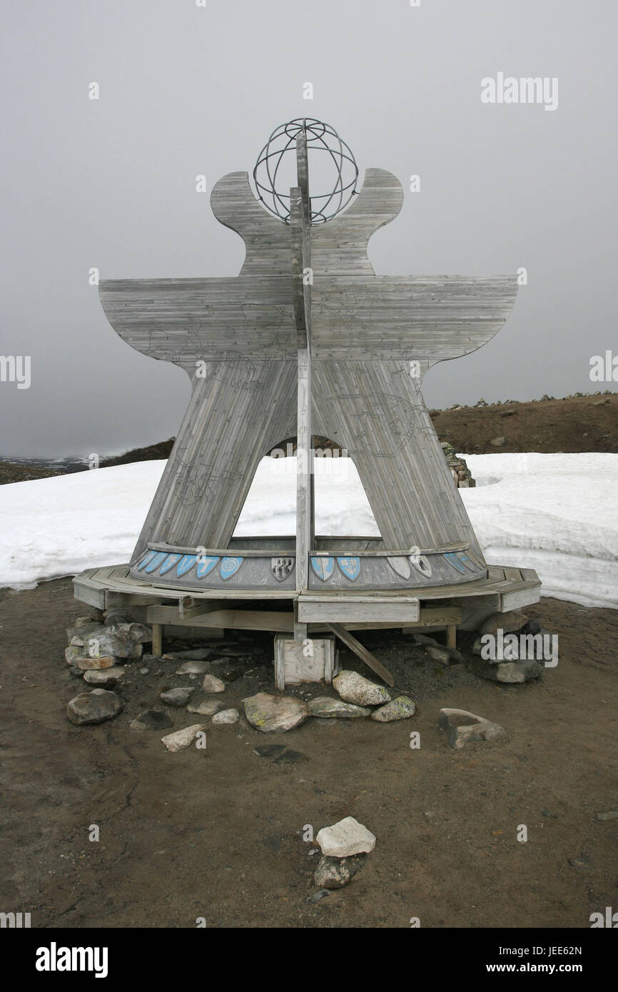 wooden sculpture in the polar circle on the Saltfjell, Stock Photo