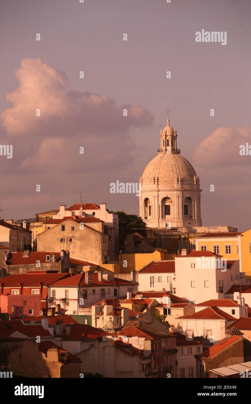 Portugal, Lisbon, Old Town, Alfama, church, Igreja de Santo Estevao, evening light, Stock Photo