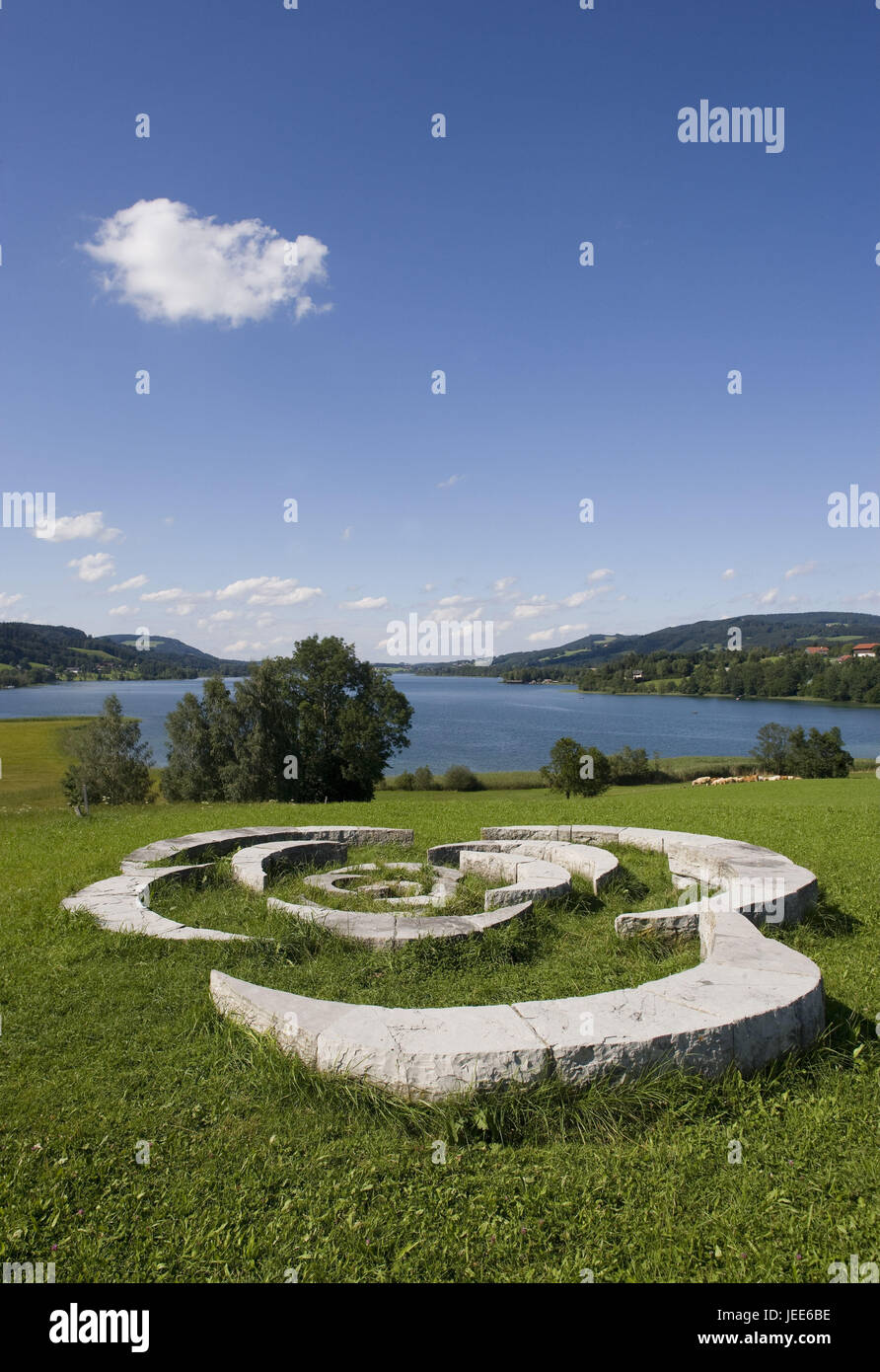Austria, salt chamber property, crazy lake, stone sculpture, force space, Stock Photo