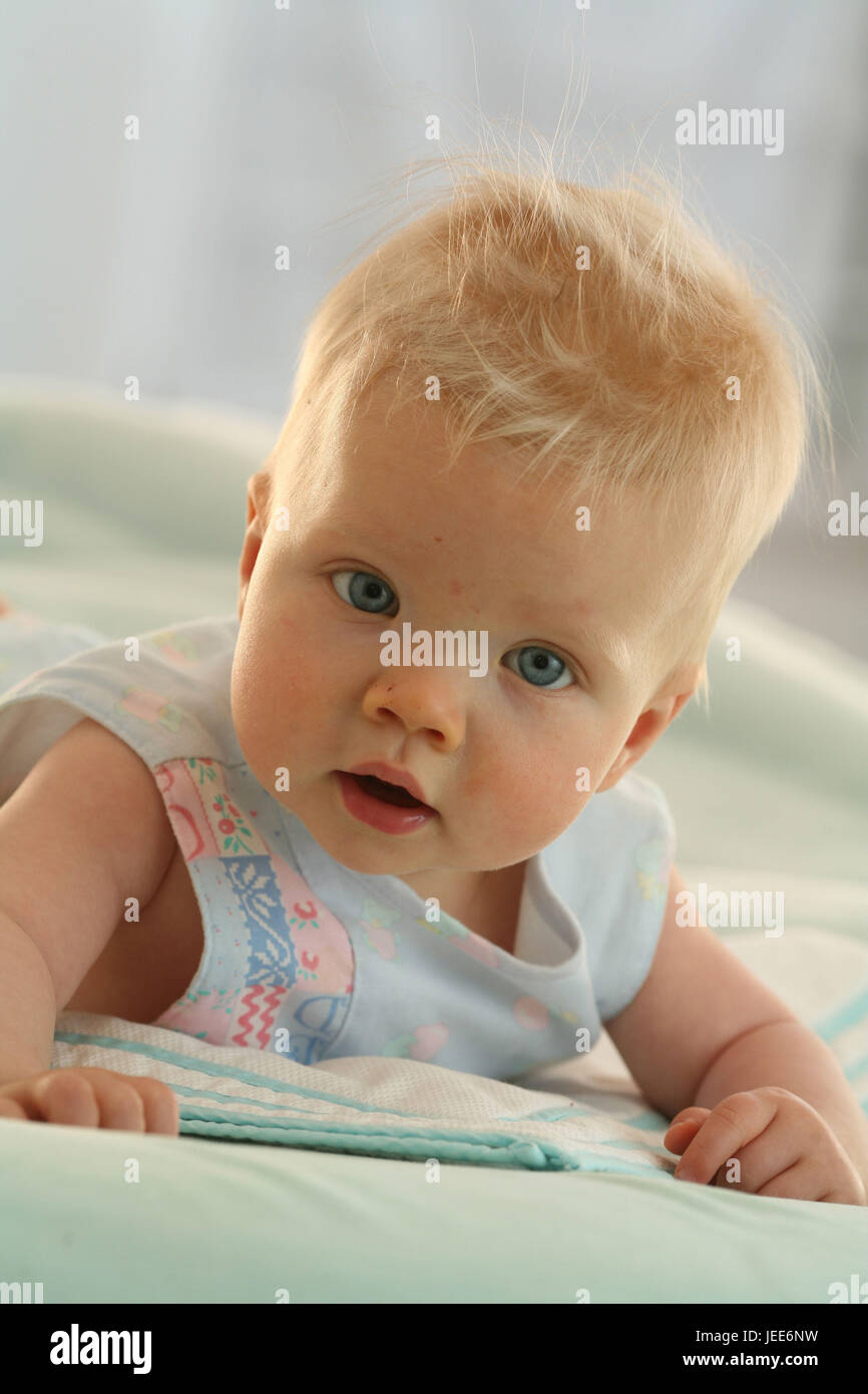 Baby, 5 months, add support, summer, view camera, Stock Photo